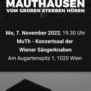 Einladung Joe Zawinuls "Mauthausen ... vom großen Sterben hören" am 7. November 2022