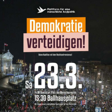 Demokratie verteidigen! Samstag, 23.03. 14.00 Uhr Platz der Menschenrechte