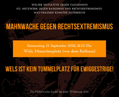 Mahnwache gegen Rechtsextremismus am 15. September in Wels 