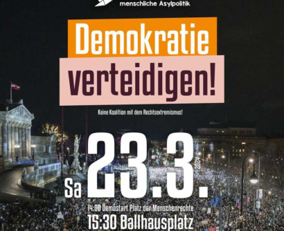 Demokratie verteidigen! Samstag, 23.03. 14.00 Uhr Platz der Menschenrechte